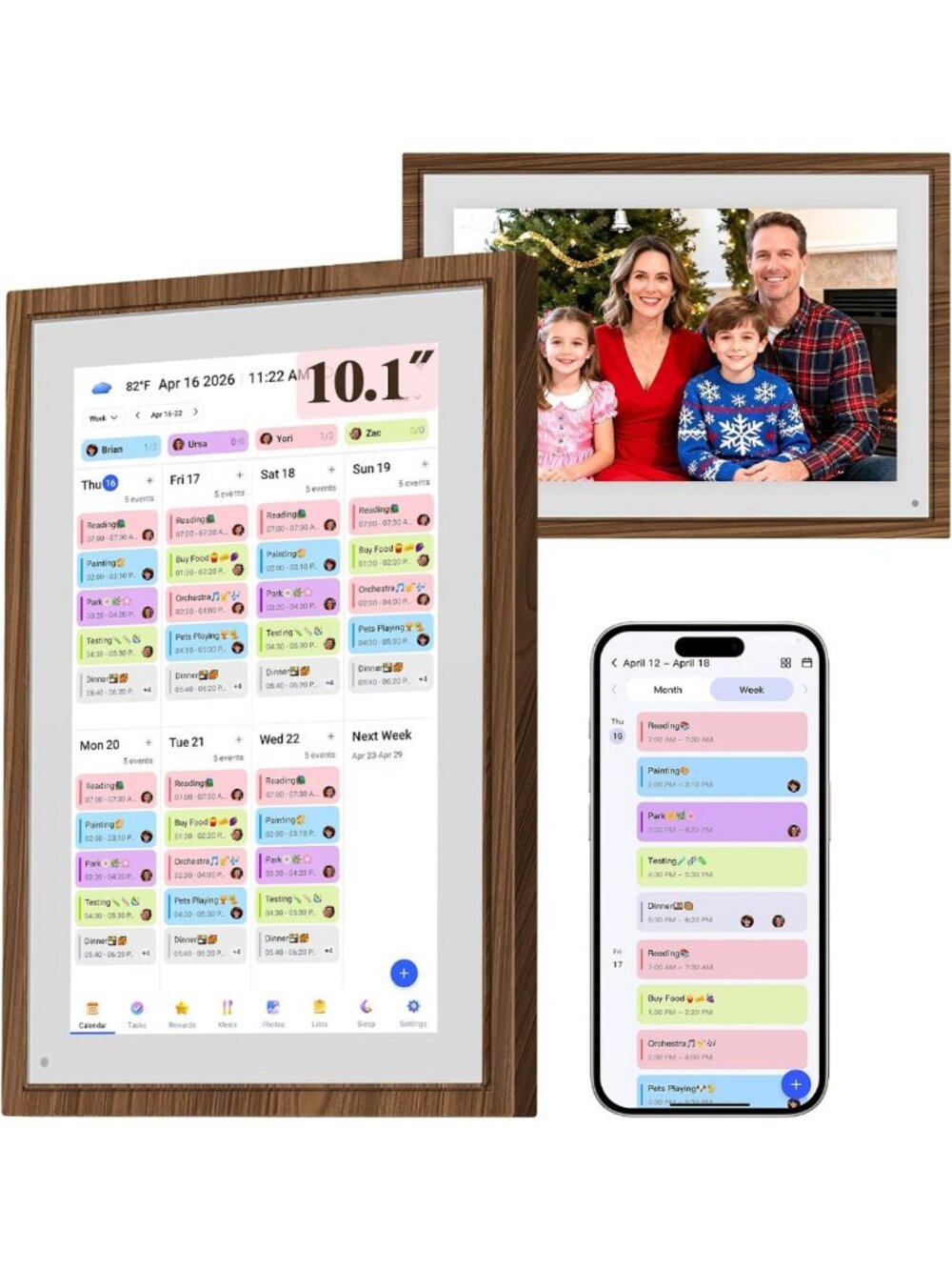 10.1” Touch Screen Digital Wall Calendar - No Subscription, Smart Home Organizer